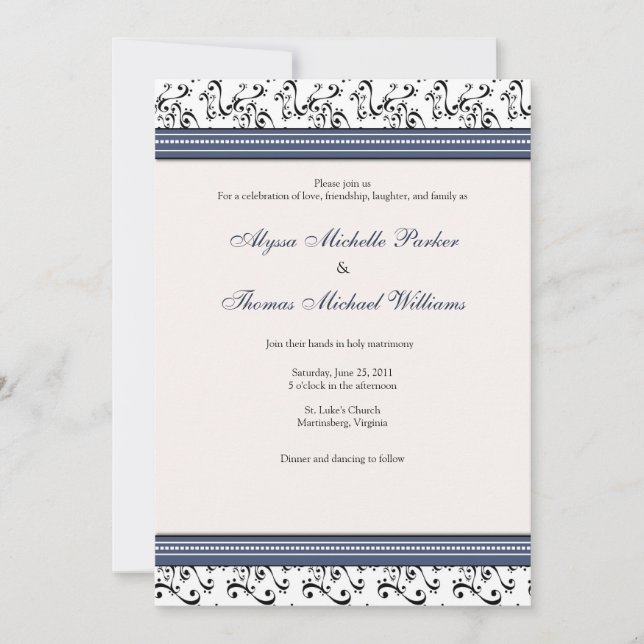 Invitación a la boda moderna (Armada) (Anverso)