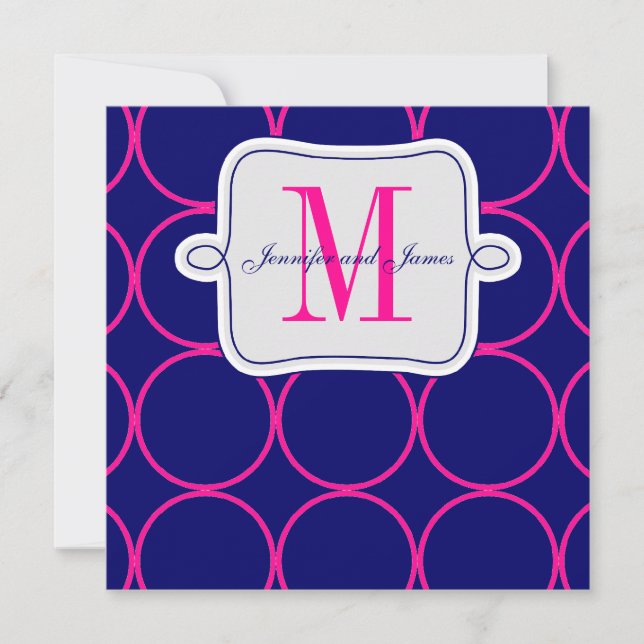 Invitación a la boda moderna azul de la marina de  (Anverso)