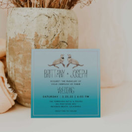 Invitación a la boda moderna azul Verde azulada de