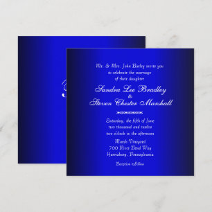 Invitación a la boda moderna azul y negra