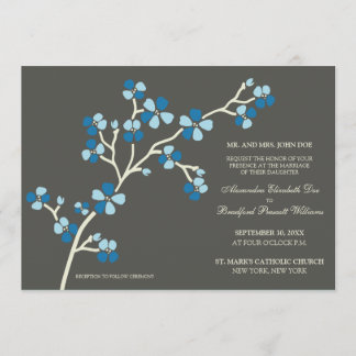 Invitación a la Boda Moderna Cherry Blossom ::azul