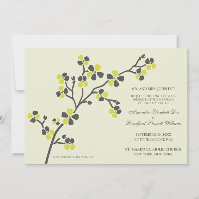 Invitación a la Boda Moderna Cherry Blossom :: cít (Anverso)