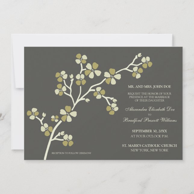 Invitación a la Boda Moderna Cherry Blossom ::oliv (Anverso)