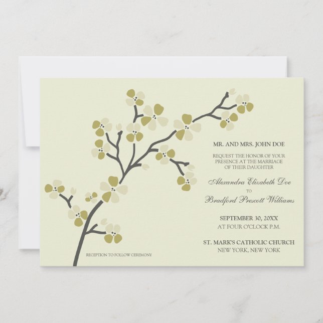 Invitación a la Boda Moderna Cherry Blossom ::oliv (Anverso)