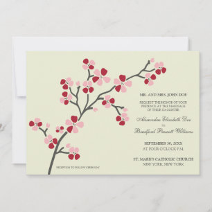 Invitación a la Boda Moderna Cherry Blossom ::Rojo