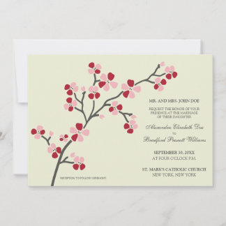 Invitación a la Boda Moderna Cherry Blossom ::Rojo