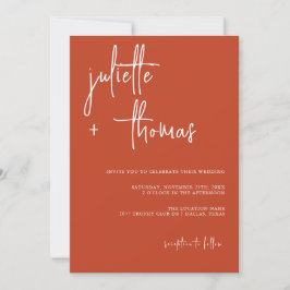 Invitación a la boda moderna con caligrafía elegan