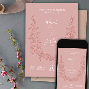 Invitación a la boda moderna con floral