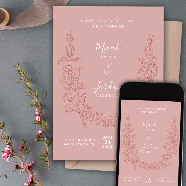 Invitación a la boda moderna con floral (Subido por el creador)