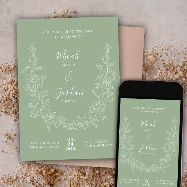 Invitación a la boda moderna con floral (Subido por el creador)