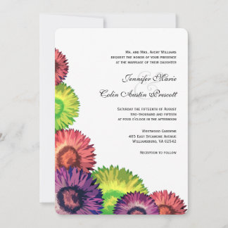Invitación a la boda moderna con flores de verano 