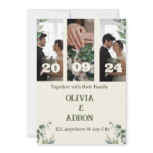 Invitación a la boda moderna con fotos