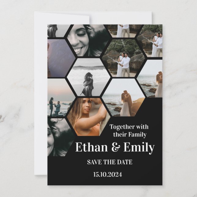 Invitación a la boda moderna con fotos (Anverso)