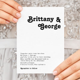Invitación a la boda moderna con letras retro