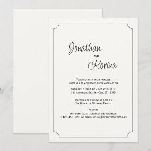Invitación a la boda moderna con marfil