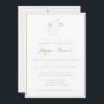 Invitación a la boda moderna con monograma de oro<br><div class="desc">¡Calidad y personalizable!</div>