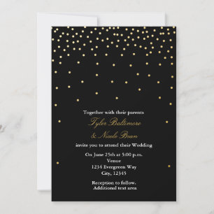 Invitación a la boda moderna con puntos negros y d