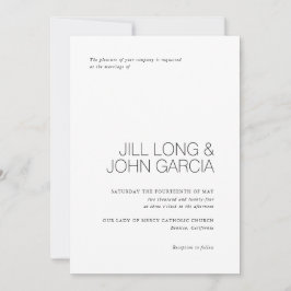 Invitación a la boda moderna con un diseño mínimo
