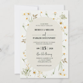 Invitación a la boda moderna Daisy Wildflowers