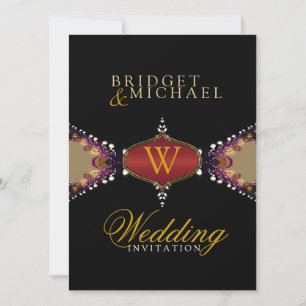 Invitación a la boda moderna de Batik negro con el