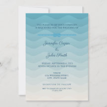 Invitación a la boda moderna de Blue Ombre Pastel
