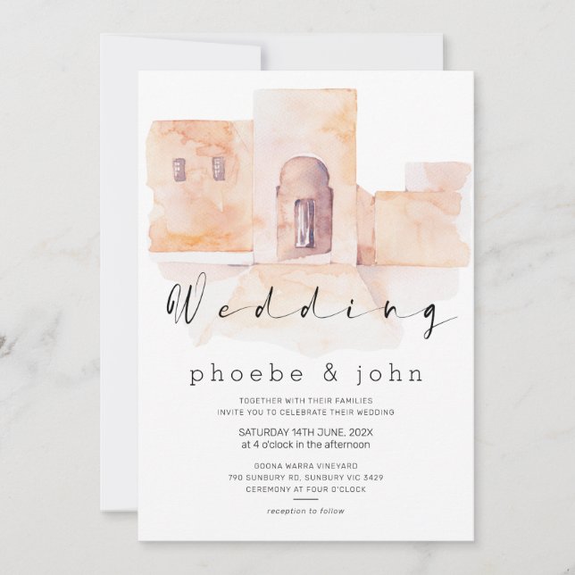Invitación a la boda moderna de caligrafía marroqu (Anverso)