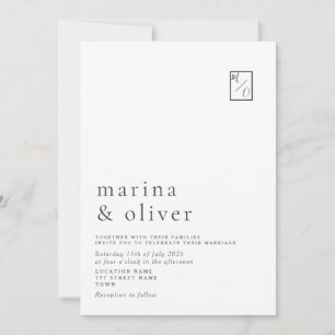 Invitación a la boda moderna de caligrafía Minimal