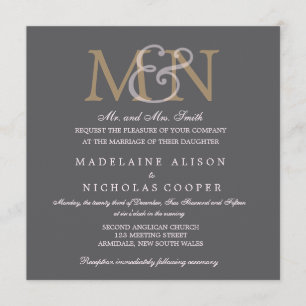 Invitación a la boda moderna de carbón vegetal Per