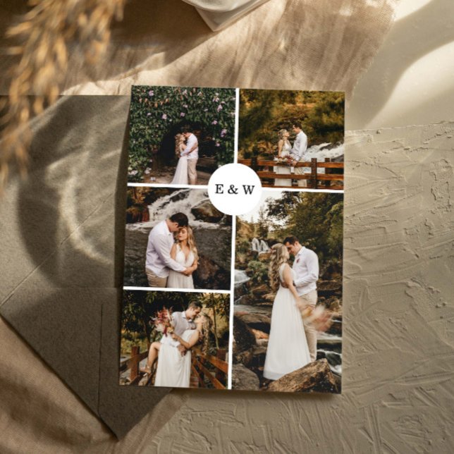 Invitación a la boda moderna de cinco Collages de  (Subido por el creador)