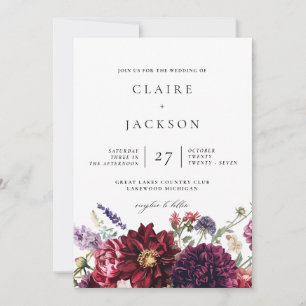 Invitación a la boda moderna de Dahlias otoño
