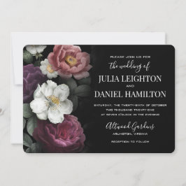 Invitación a la boda moderna de Dark Florals
