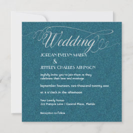 Invitación a la boda moderna de esparkle verde azu