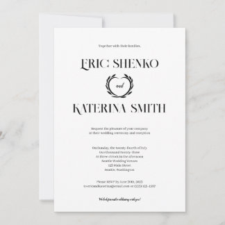Invitación a la boda moderna de estilo de texto en