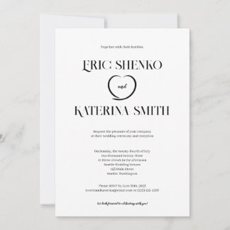 Invitación a la boda moderna de estilo de texto en