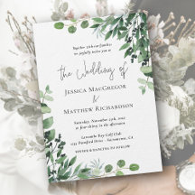 Invitación a la boda moderna de eucalipto