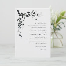 Invitación a la boda moderna de flores blancas y n
