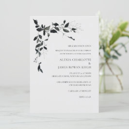 Invitación a la boda moderna de flores blancas y n