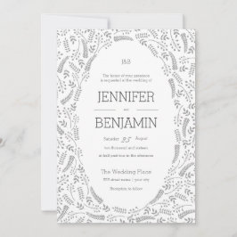 Invitación a la boda moderna de follaje gris