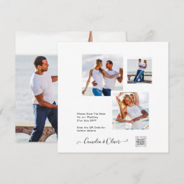 Invitación a la boda moderna de fotos en blanco y 