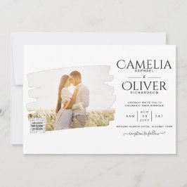 Invitación a la boda moderna de fotos en blanco y 