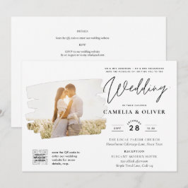 Invitación a la boda moderna de fotos en blanco y 