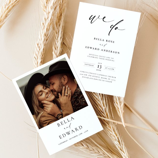 Invitación a la boda moderna de fotos en blanco y  (Subido por el creador)