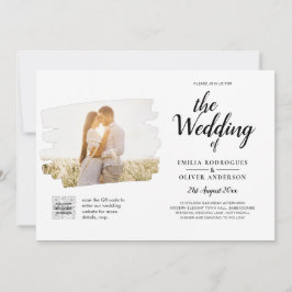 Invitación a la boda moderna de fotos en blanco y 