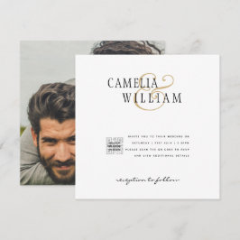Invitación a la boda moderna de fotos en blanco y 