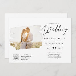 Invitación a la boda moderna de fotos en blanco y 