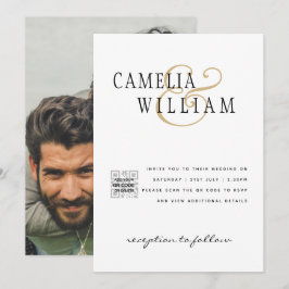 Invitación a la boda moderna de fotos en blanco y 