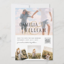 Invitación a la boda moderna de fotos en blanco y 