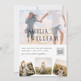 Invitación a la boda moderna de fotos en blanco y