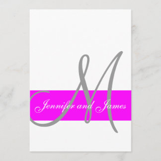 Invitación a la boda moderna de fucsia y gris