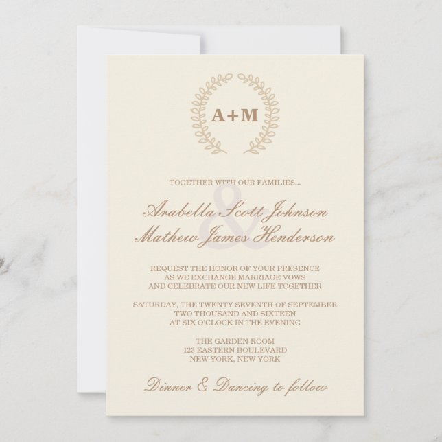Invitación a la boda moderna de la corona (Anverso)